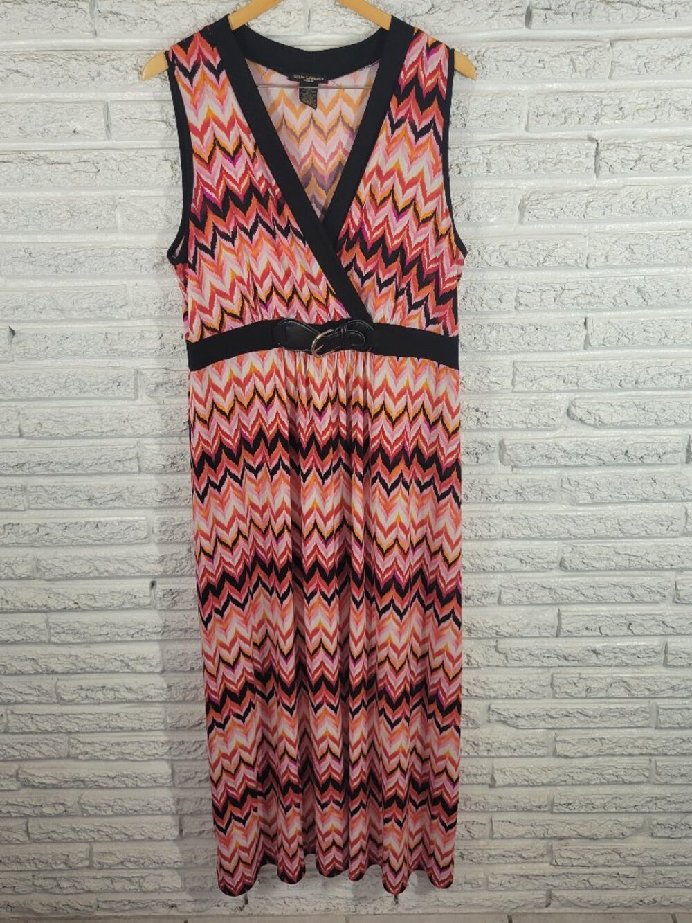 Susan Lawrence 3X Sheath Dress Multicolor Geometric Watercolor Belted GEO109E